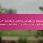 3-2-4-1 Formatie Voordelen: Aanvallend potentieel, Defensieve stabiliteit, Controle op het middenveld
