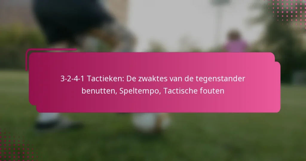 3-2-4-1 Tactieken: De zwaktes van de tegenstander benutten, Speltempo, Tactische fouten