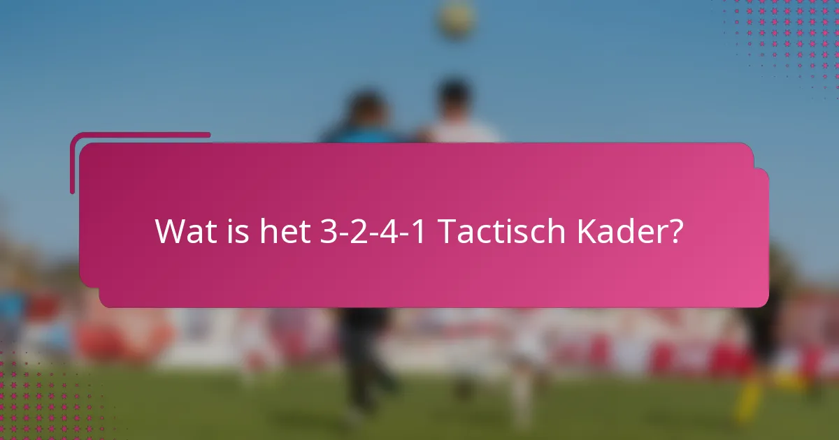 Wat is het 3-2-4-1 Tactisch Kader?