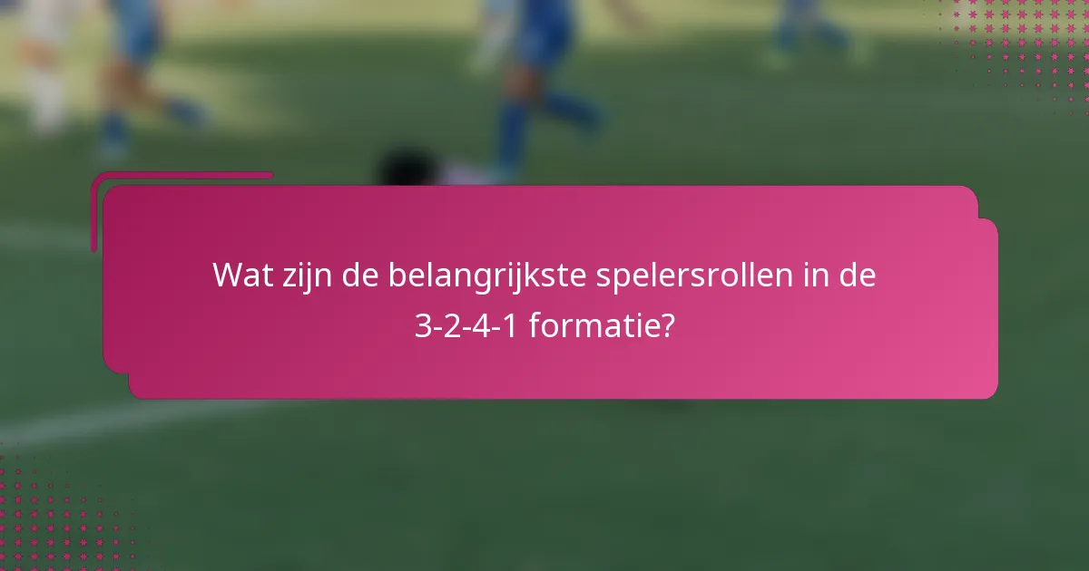 Wat zijn de belangrijkste spelersrollen in de 3-2-4-1 formatie?