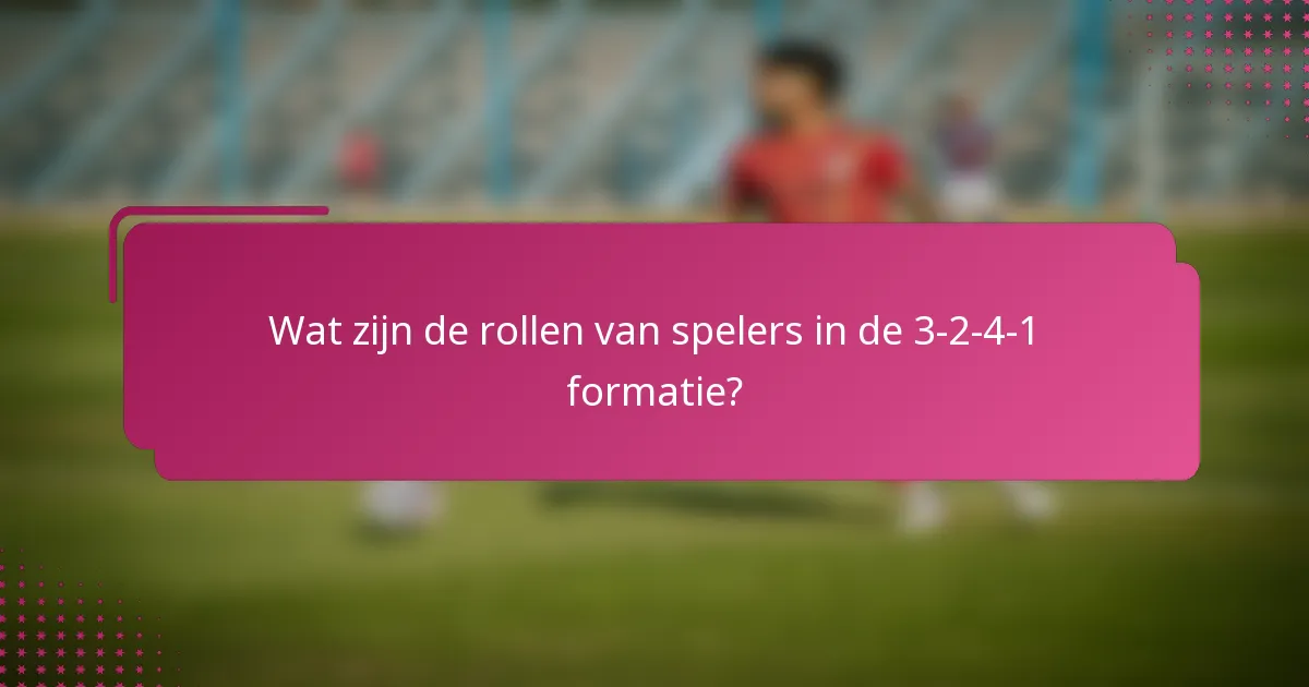 Wat zijn de rollen van spelers in de 3-2-4-1 formatie?