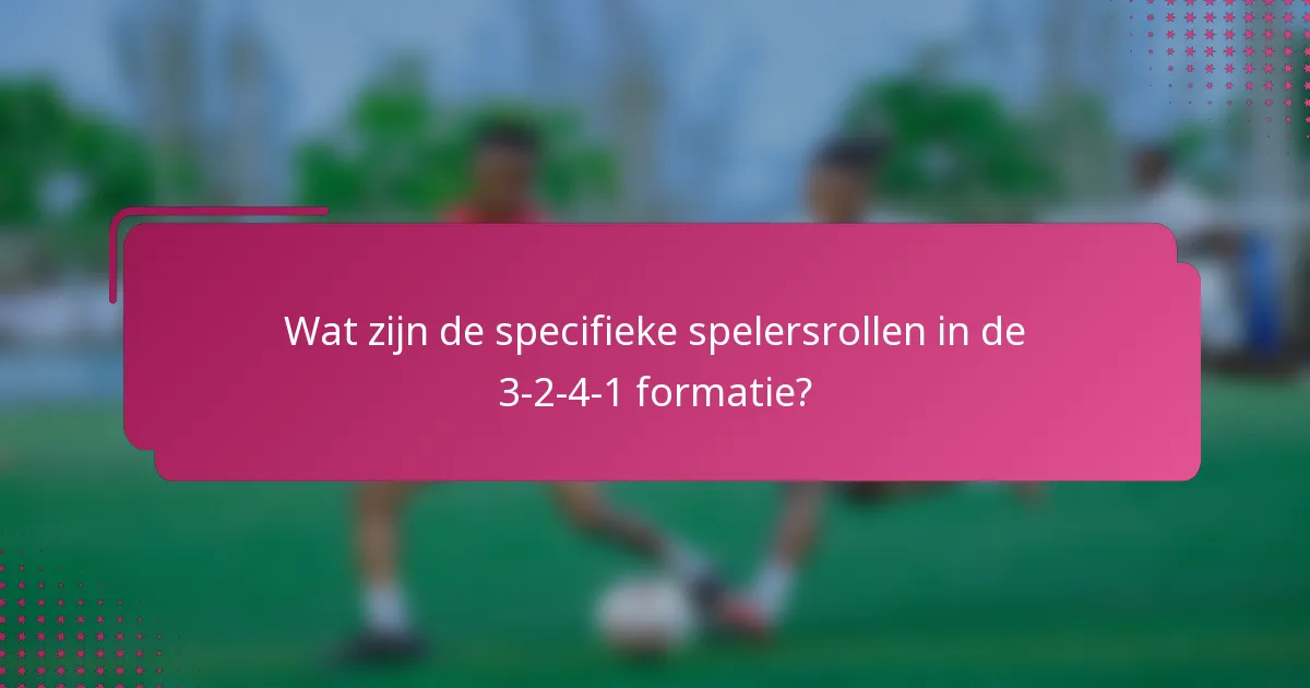 Wat zijn de specifieke spelersrollen in de 3-2-4-1 formatie?